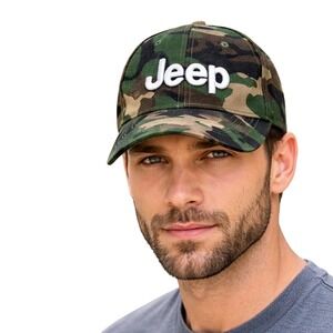 Jeep Camo Baseball Cap Adjustable Strapback Hat One Size Embroidered Logo